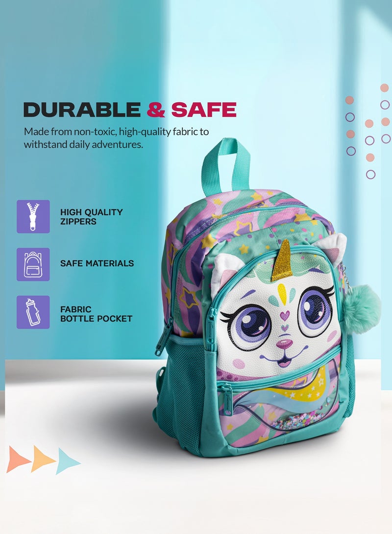 بيبي حقيبة ظهر للأطفال للبنات من عمر سنتين فما فوق، حقائب مدرسية للأطفال للبنات، حقيبة ظهر مدرسية خفيفة الوزن للبنات، حقائب كتب بثلاثة أقسام، لوازم مدرسية، حقائب ظهر لمرحلة ما قبل المدرسة للبنات، باللون الأخضر - Image 5