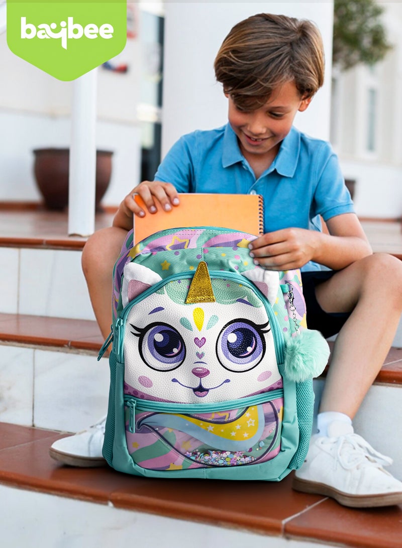 بيبي حقيبة ظهر للأطفال للبنات من عمر سنتين فما فوق، حقائب مدرسية للأطفال للبنات، حقيبة ظهر مدرسية خفيفة الوزن للبنات، حقائب كتب بثلاثة أقسام، لوازم مدرسية، حقائب ظهر لمرحلة ما قبل المدرسة للبنات، باللون الأخضر - Image 2