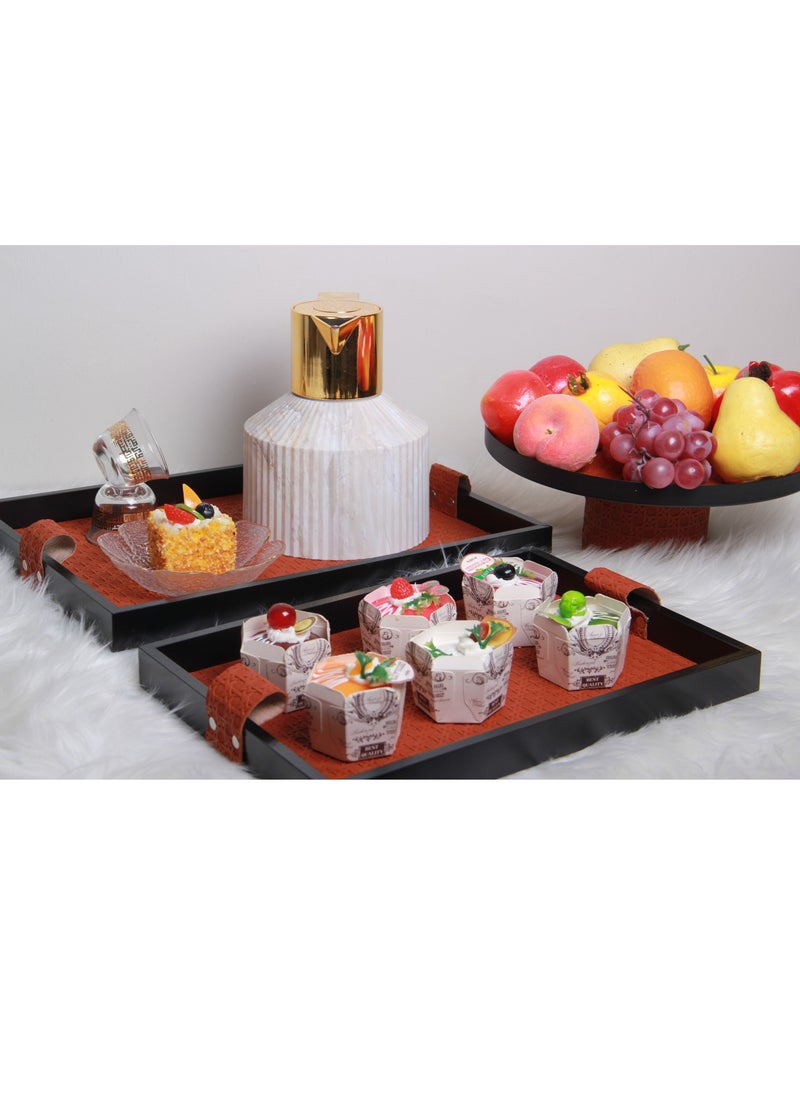 MARS Q A set of serving trays consisting of two pieces, in attractive colors, with an elegant touch.Black \Brownr.  - Image 1