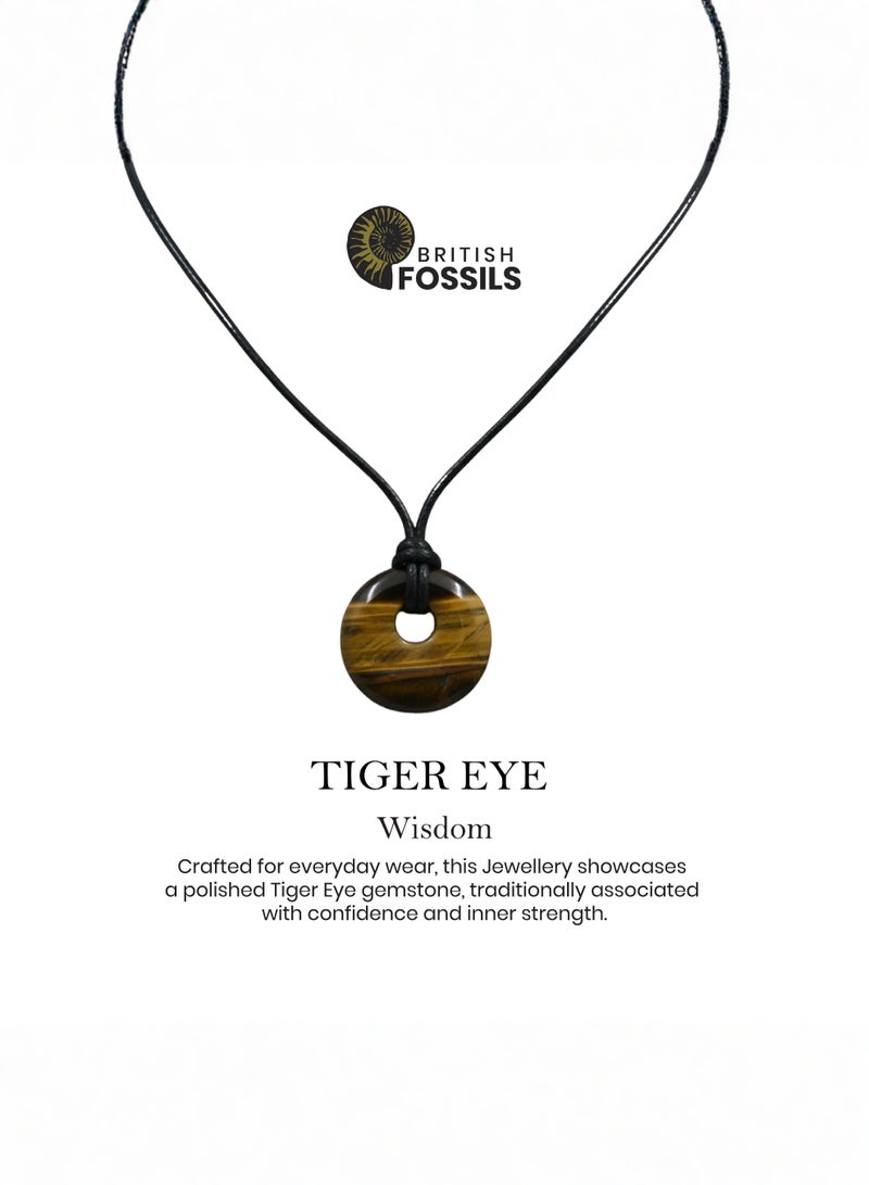 British Fossils Donut Pendant 6Mm Gold Tiger Eye Necklace - Image 4