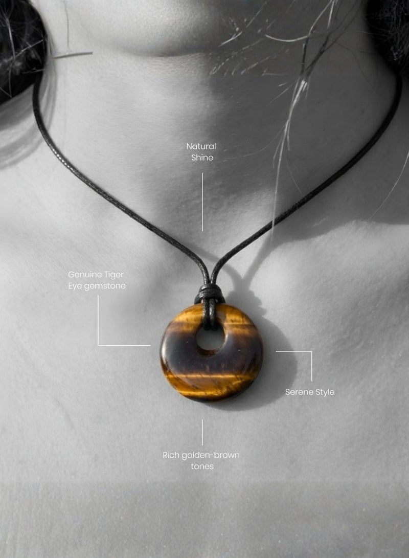 British Fossils Donut Pendant 6Mm Gold Tiger Eye Necklace - Image 3