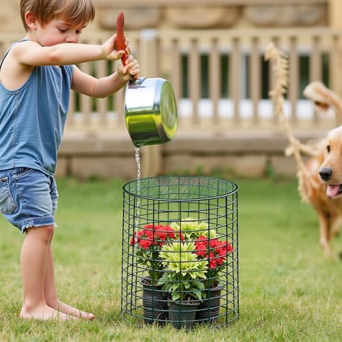 warmfarm 4 Sets of DIY Metal Plant Protectors from Deer, Garden Fencing Animal Barrier Size 11.8 * 12.9 inches, Mesh Plant Cage Chicken Wire Cloche for Plants with Stakes and Nylon Cables - Image 5
