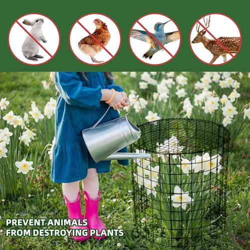 warmfarm 4 Sets of DIY Metal Plant Protectors from Deer, Garden Fencing Animal Barrier Size 11.8 * 12.9 inches, Mesh Plant Cage Chicken Wire Cloche for Plants with Stakes and Nylon Cables - Image 4