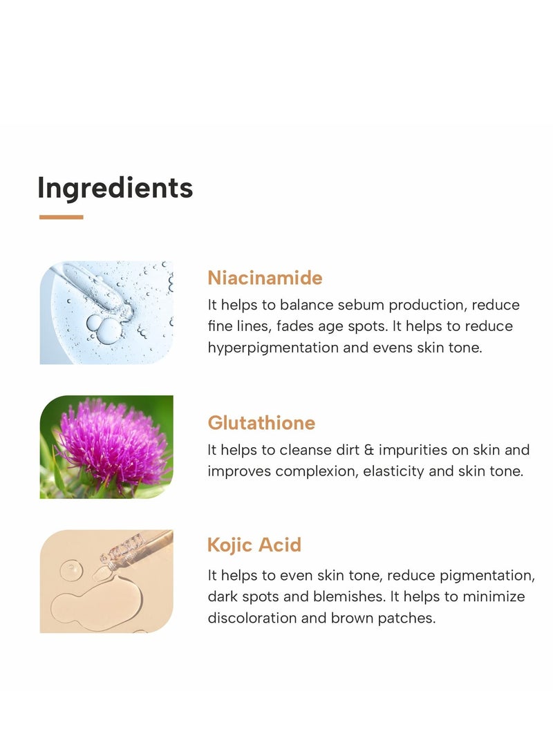 DERMATOUCH Bye Bye Pigmentation Face Wash || Anti Pigmentation for Women/Men with Niacinamide, Kojic Acid, & Glutathione - 70G - Image 4