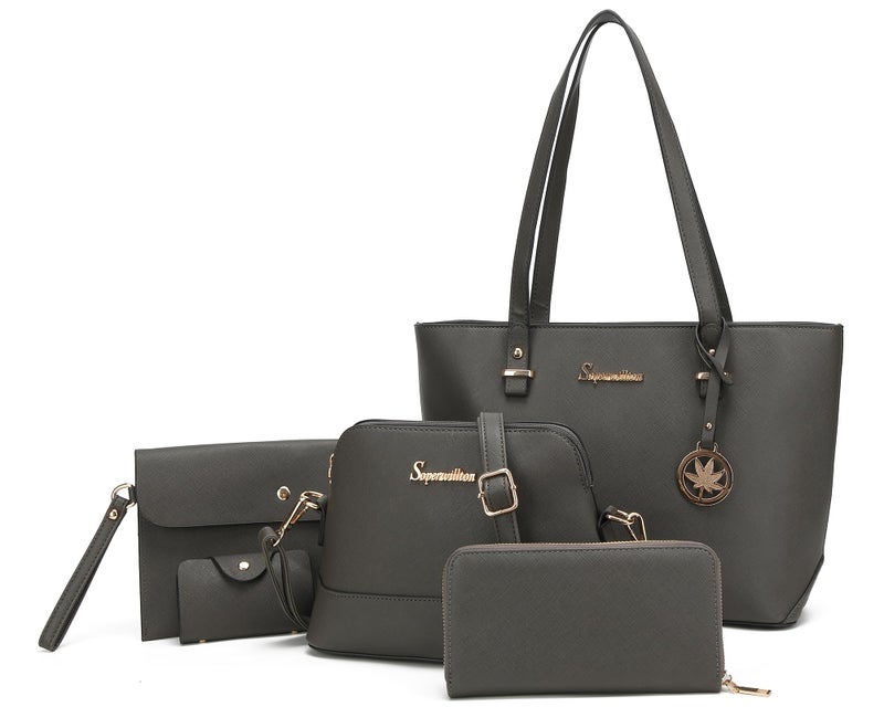 Soperwillton Handbags and Purses for Women Shoulder Tote Bags Top Handle Satchel Purse Set 5pcs - Image 1