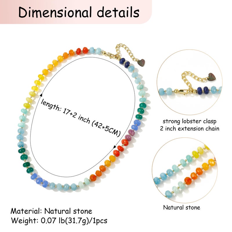 Badu Gemstone Beaded Necklace for Women Colorful Natural Stone Beach Rainbow Necklace Jewelry Gift - Image 2
