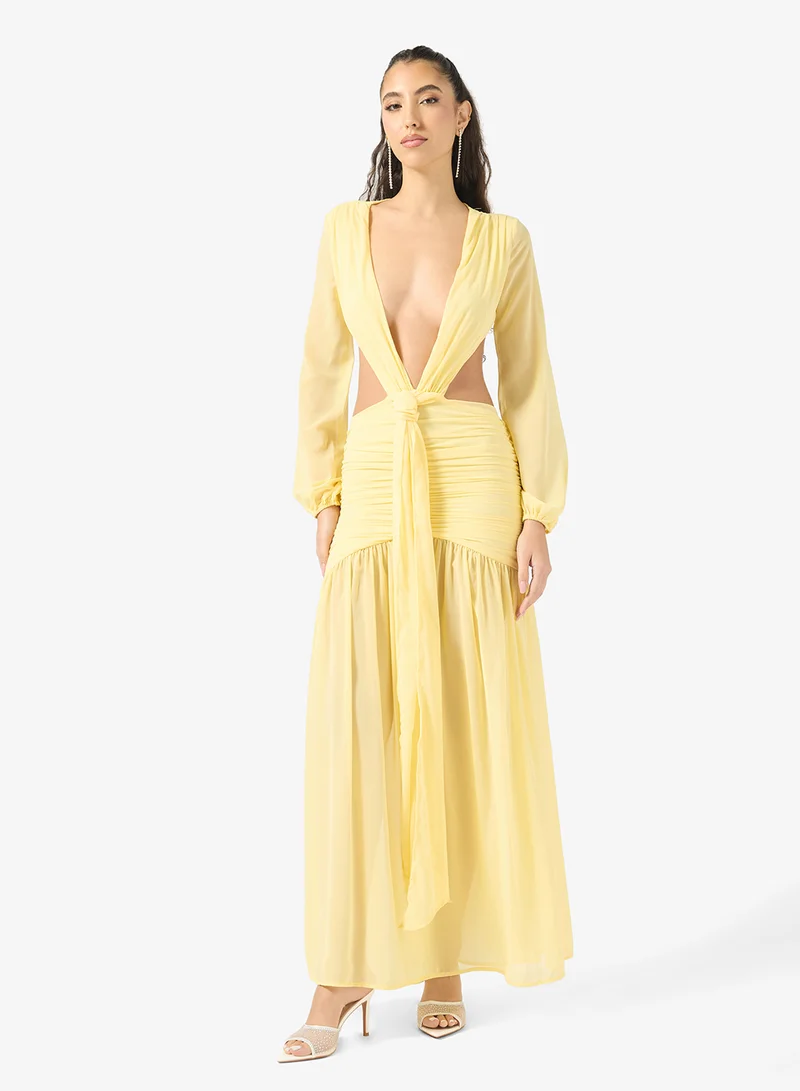 Ginger Plunge Neck Draped Drop Waist Dress