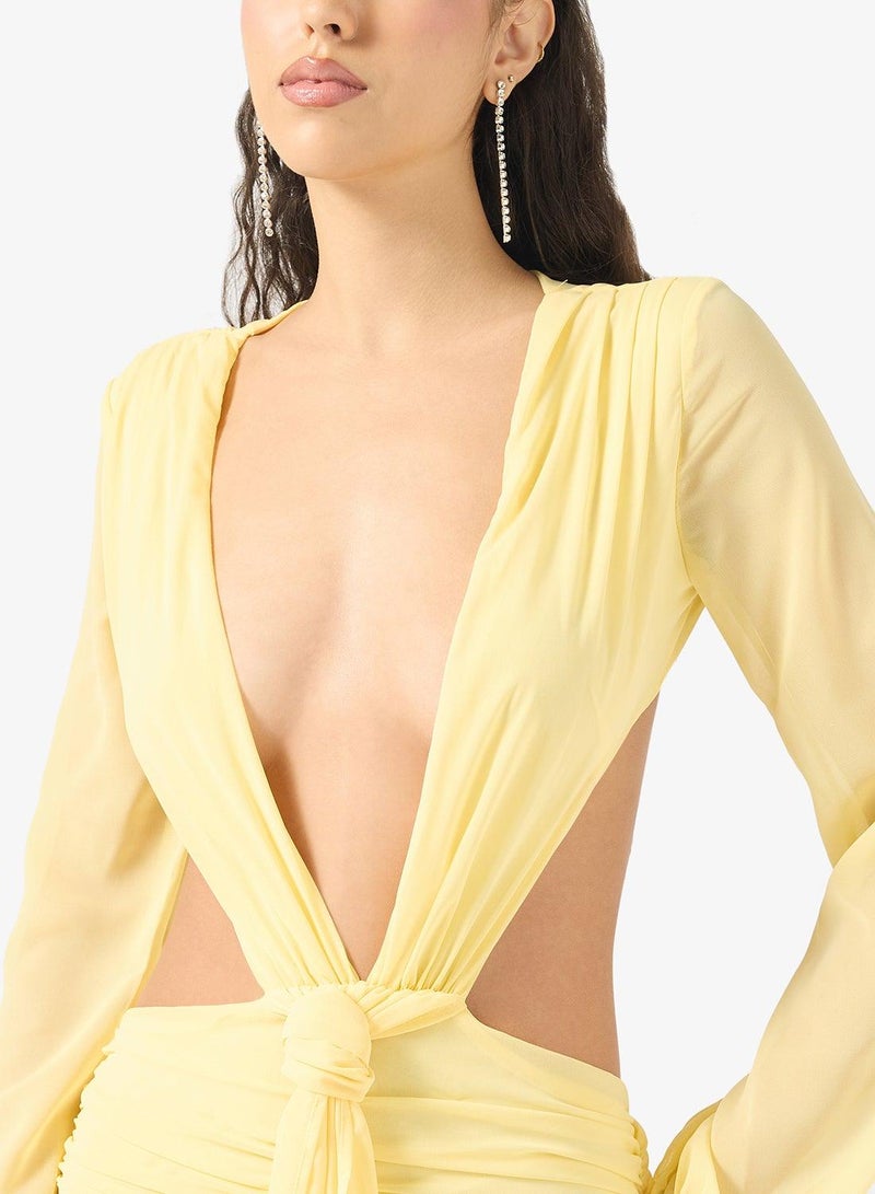 Ginger Plunge Neck Draped Drop Waist Dress - Image 3