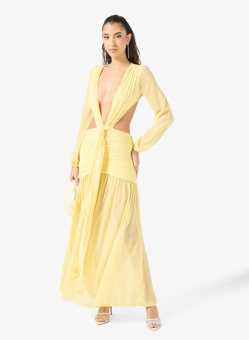 Ginger Plunge Neck Draped Drop Waist Dress - Image 4