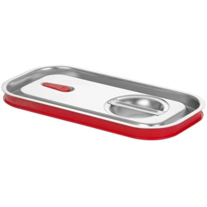 هندي Tapa Para Recipientes Gn 13 Con Borde de Silicona Y Vlvula De Liberacin De Vaco Cierre Hermtico Resistente A درجات الحرارة دي 40 A 300C 325X176mm Acero غير قابل للأكسدة - Image 1