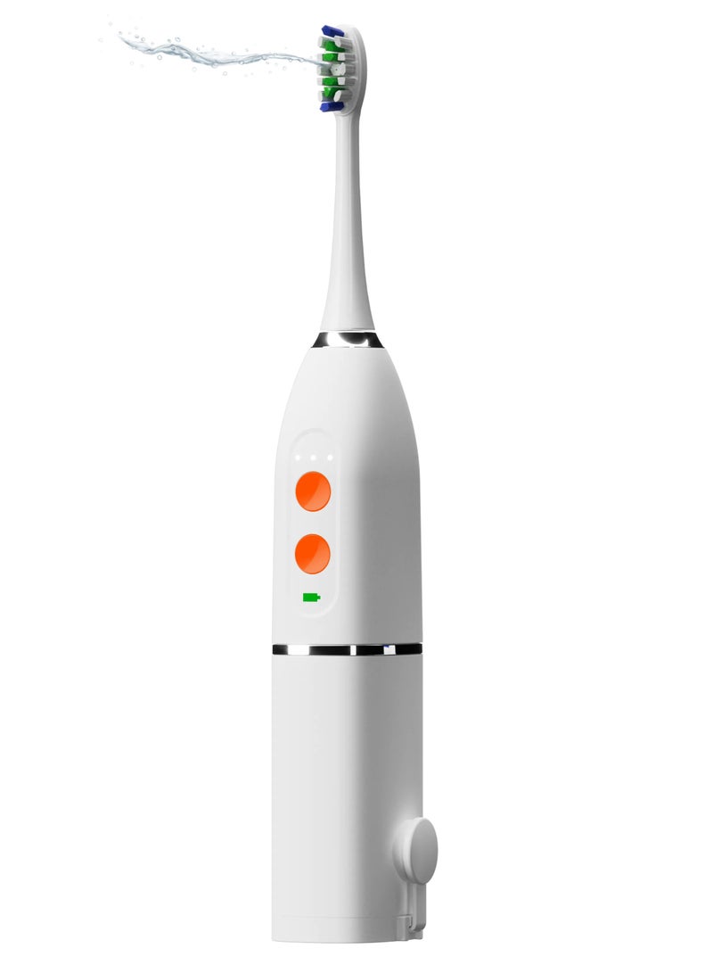 porodo Lifestyle Water Floss & Sonic Electric Toothbrush 100mL with ×2 Replacement Brushes & 25 Days Battery Life / Food-Grade Material / Advanced Cleaning / Upgraded Dupont Bristles - White - Image 1