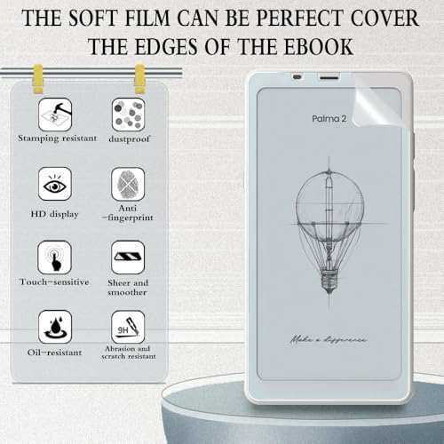 HUADU eBook Reader Screen Protector Compatible for Onyx Boox Palma 2,PET Screen Protective Film Anti Scratch High Definition and Soft Clear TPU Protective Case - Image 3
