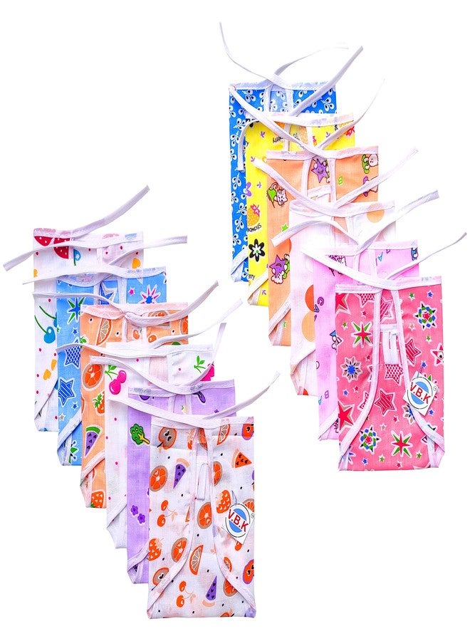 V.B.K Baby Boy and Baby Girl Combo Pack Of Nappy (Cloth Diaper) (12 Piece) and Jhabla (12 Piece), Cotton Soft Fabric, 0-4 Months, Multicolor - Image 5