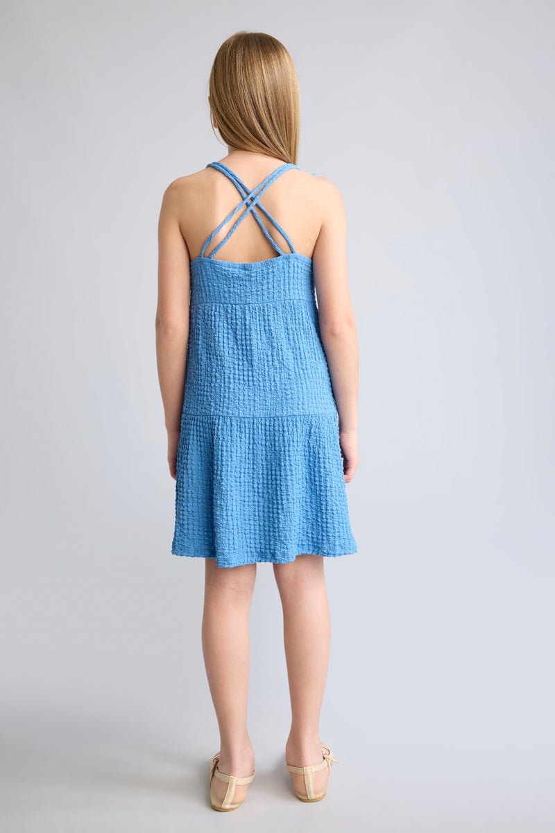 DeFacto Blue Girl Girl Square Collar Sleeveless Dress Casual - Image 5