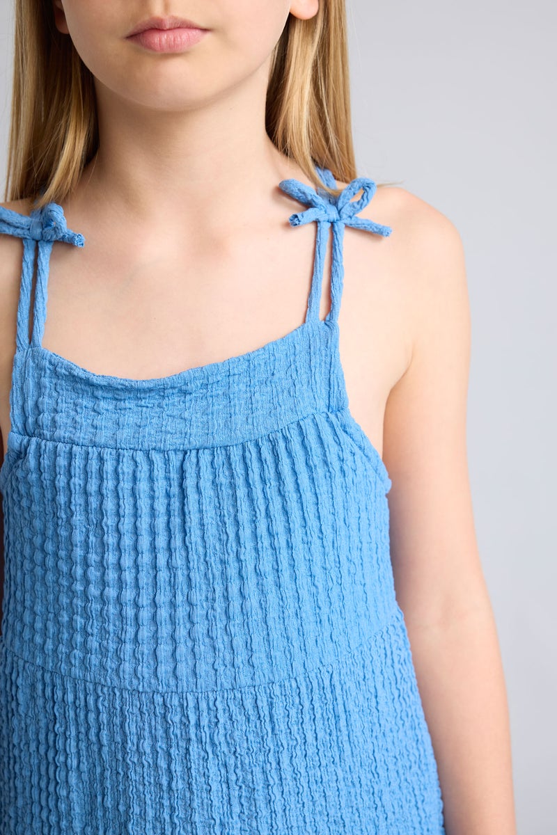 DeFacto Blue Girl Girl Square Collar Sleeveless Dress Casual - Image 4