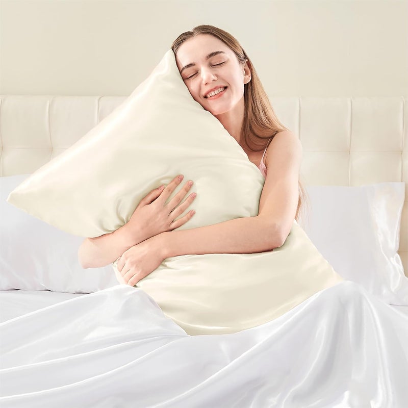 Satin Pillowcase with Zipper 4 Pack, Beige Pillow Cases Standard Size, Super Soft and Cooling Similar to Silk Pillow Cases, Gift for Women Men(20x26 Inches) - Image 2
