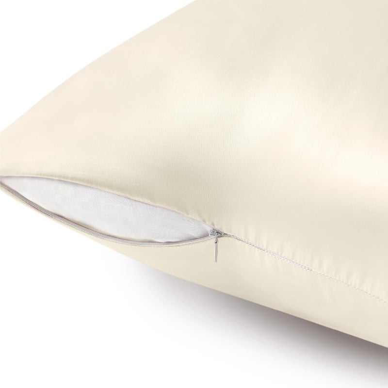 Satin Pillowcase with Zipper 4 Pack, Beige Pillow Cases Standard Size, Super Soft and Cooling Similar to Silk Pillow Cases, Gift for Women Men(20x26 Inches) - Image 4