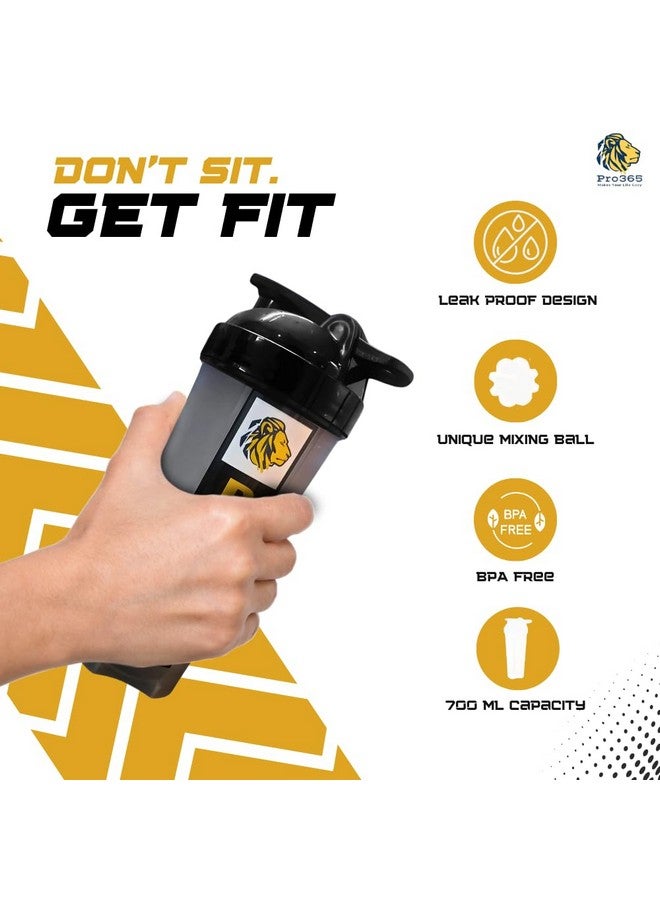 PRO365 Gym Shaker Sipper Bottle BPA Free Protein with Whisk Ball (700 ML, 100% Leakproof) - Image 3