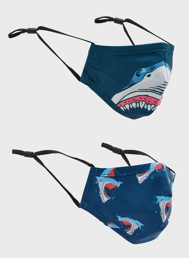 FAN MANIA Kids 2 Pack Shark Print Mask