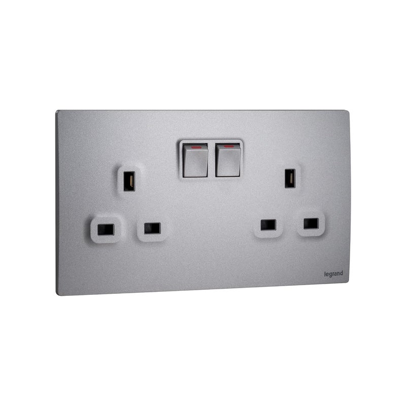 Legrand 13A 2G Switch Socket - Mallia Senses Dark Silver