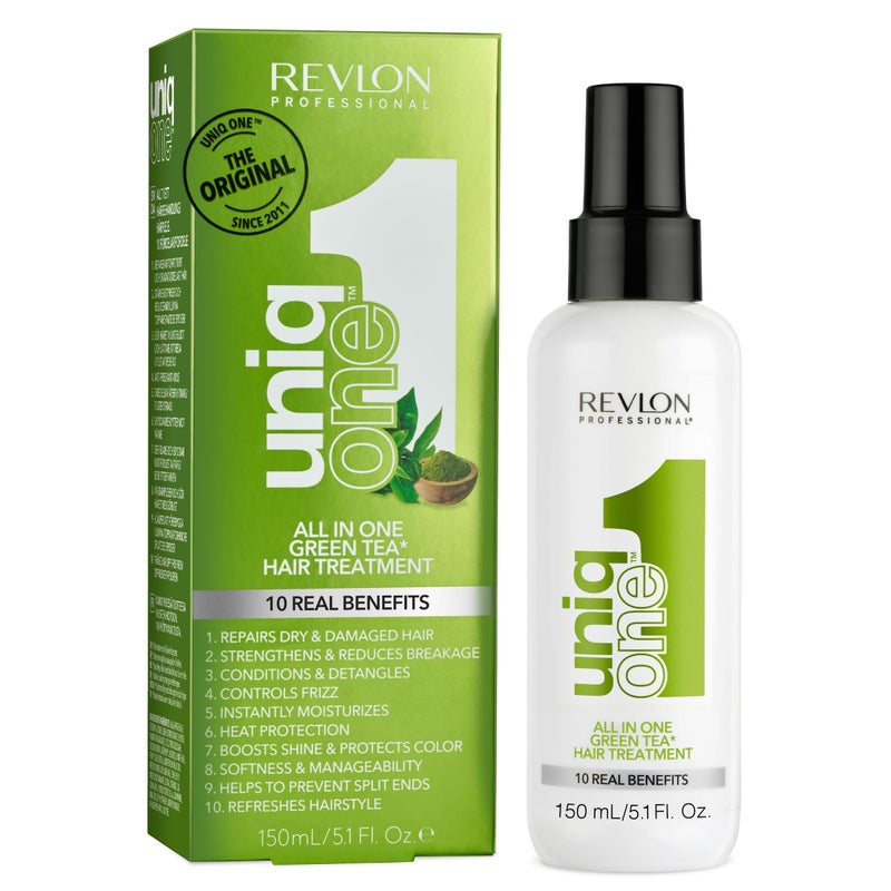 REVLON PROFESSIONAL UniqOne Hair Treatment, Moisturizing Leave-In Product, Repair For Dry and Damaged Hair, Promotes Healthy Hair, Green Tea Fragrance, 5.1 Fl Oz (Pack of 1) - Image 1