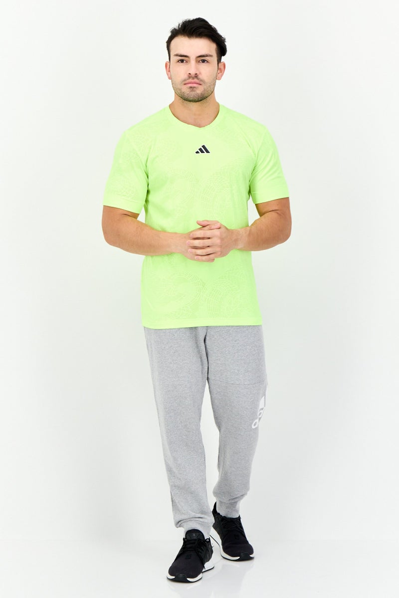 Adidas Men Sportswear Fit Short Sleeves Tennis T-Shirt, Neon Green - Image 3