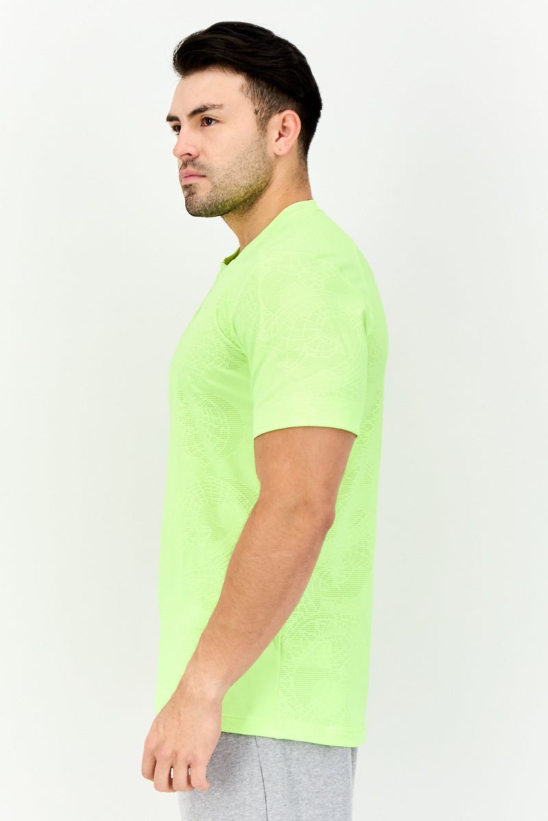 Adidas Men Sportswear Fit Short Sleeves Tennis T-Shirt, Neon Green - Image 2
