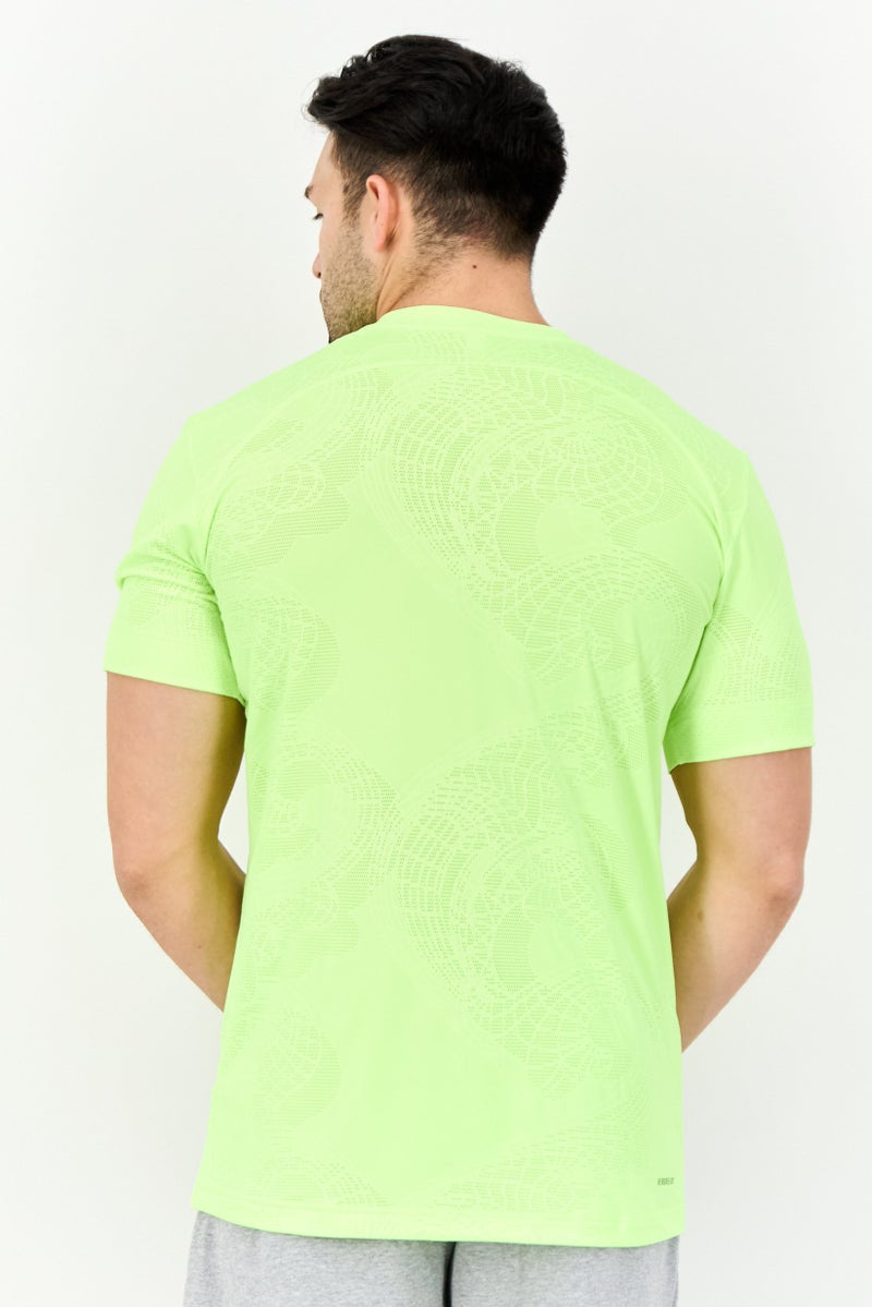 Adidas Men Sportswear Fit Short Sleeves Tennis T-Shirt, Neon Green - Image 4