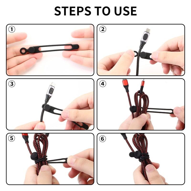 UMUST [20Park]UMUST Silicone Cable Ties, Reusable Cable Management Organizer,Cable Straps,Cord Ties,Multipurpose Elastic Cord Organizer for Bundling and Fastening Cable Cords Wires(white) - Image 2