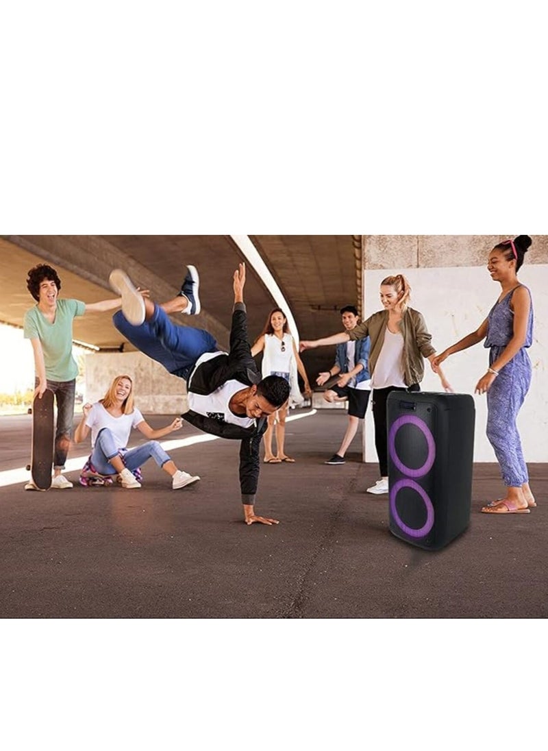 Generic - Portable Bluetooth 5 Speaker Great Party Speaker with Woofers & Colorful LED – High Power Strong Bass Battery Powered Home Audio System with Remote Control & Wireless Mic (3 Hours Rechargeable) - Image 1