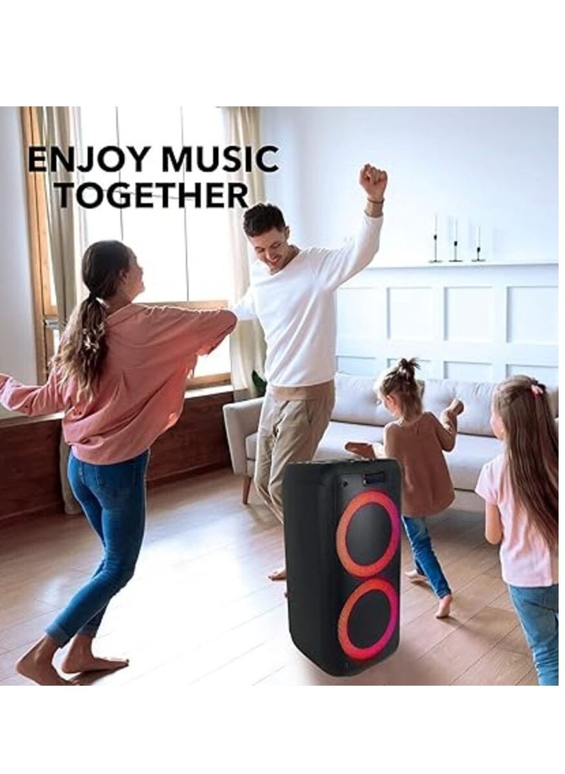 Generic - Portable Bluetooth 5 Speaker Great Party Speaker with Woofers & Colorful LED – High Power Strong Bass Battery Powered Home Audio System with Remote Control & Wireless Mic (3 Hours Rechargeable) - Image 1