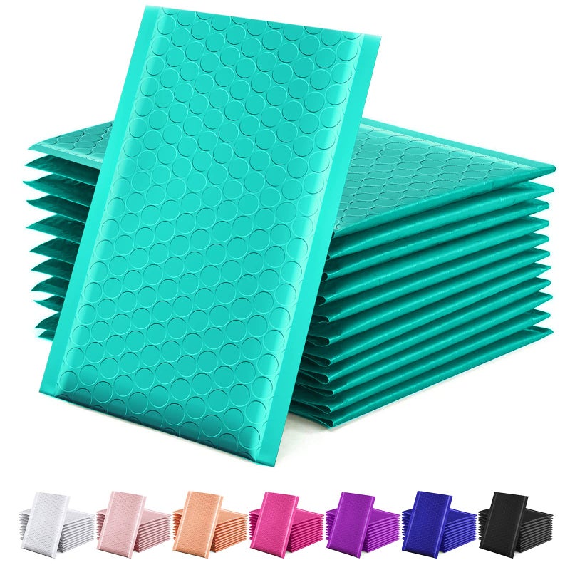 GSSUSA GSSSUSA Bubble Mailers 4x8 Inch 50 Pack Padded Envelopes Usable Size 4x7 Inch Shipping Envelopes Self Seal Small Packaging Shipping Bags for Mailing Jewelry, Small Business, Teal - Image 1