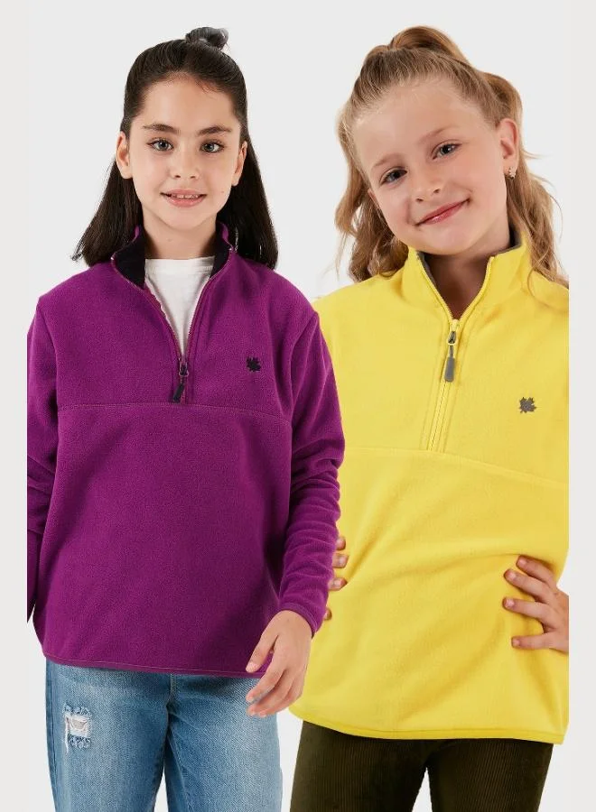 ليلا ليلا سويت شيرت قطعتين بياقة واقف بسحاب نسيج ناعم للأطفال