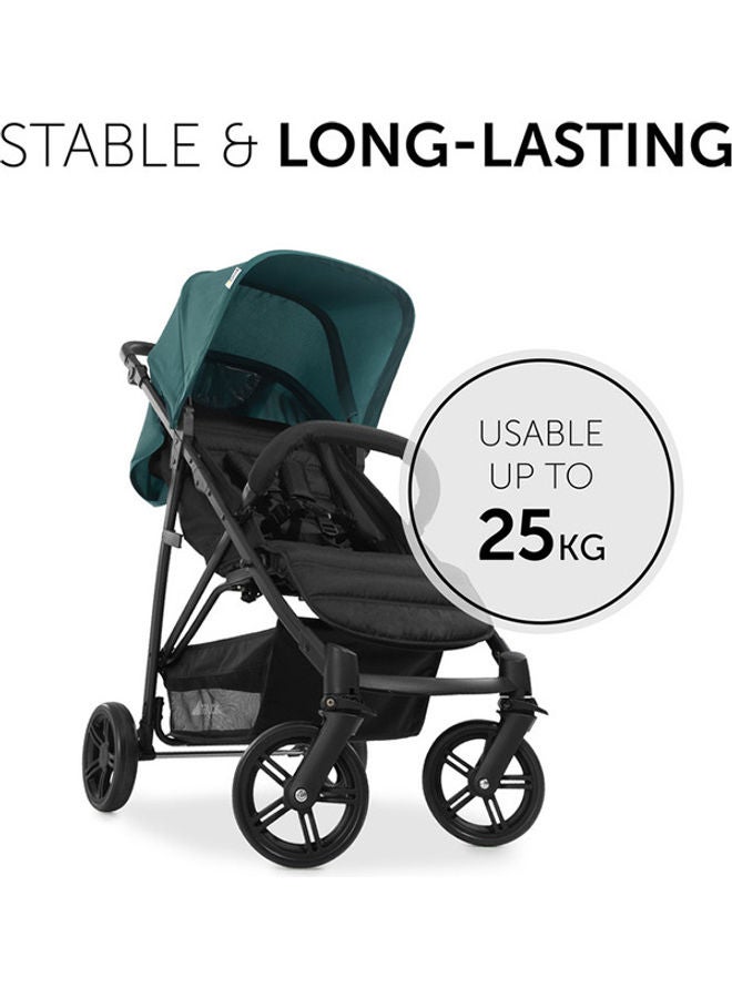 hauck Pushchair Rapid 4, Stroller 25 Kg (22 Kg Child + 3 Kg Basket), Small Folding Stroller With Lying Postion, Height - Adjustable, Large Shopping Basket, Petrol - Image 2