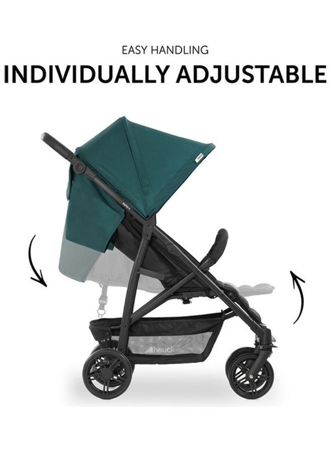 hauck Pushchair Rapid 4, Stroller 25 Kg (22 Kg Child + 3 Kg Basket), Small Folding Stroller With Lying Postion, Height - Adjustable, Large Shopping Basket, Petrol - Image 3