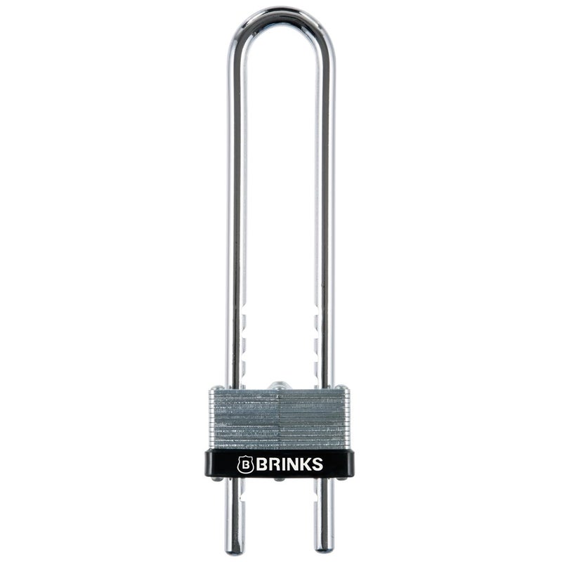BRINKS  44mm Laminated Steel Keyed Padlock with Adjustable Shackle  Chrome Plated with Hardened Steel Shackle