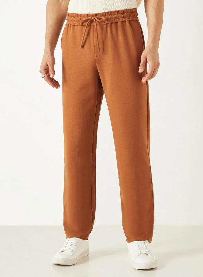 Iconic Iconic Solid Regular Fit Flexi Waist Joggers with Pockets