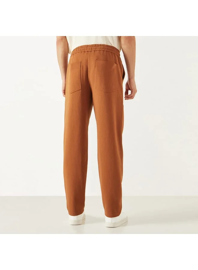 Iconic Iconic Solid Regular Fit Flexi Waist Joggers with Pockets