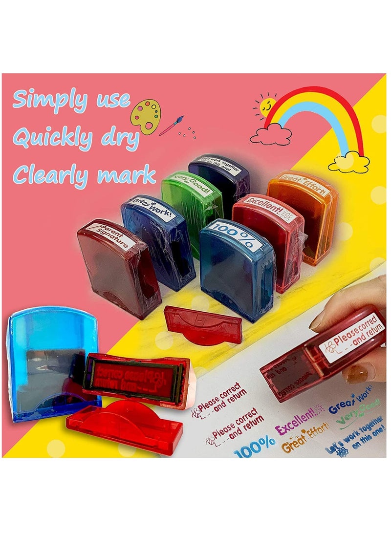 KASTWAVE Bertiveny Teacher Stamps for Grading Classroom, Parent Signature Teacher Self-Inking Stamp Set Stamps for Homework Teacher Supplies with 8 pcs - Image 3