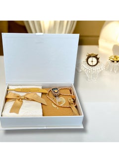 OLUDENIZ Ramadan Gift Set In A White Color Consisting Of A Velvet Quran Book In The Arabic Language As Well As An Electronic Rosary And A Beaded Rosary A Prayer Mat, And A Golden Book Mark  - Image 5