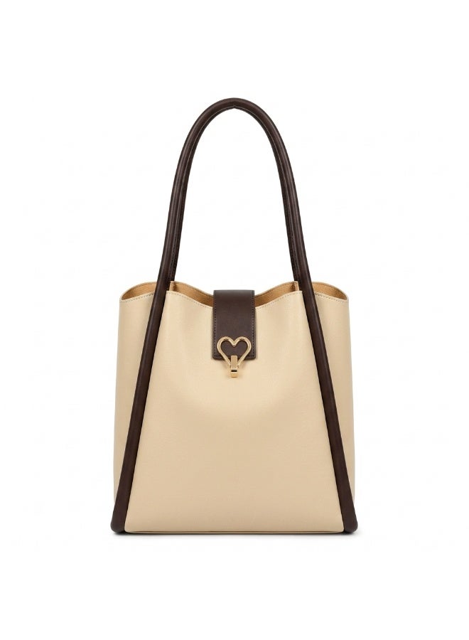 Kanaz "Sweet Heart" 2-Piece Women's Bag Set – Fashion Top-Handle Tote with Metallic Heart Clasp & Matching Zippered Crossbody Shoulder Purse. - Image 2