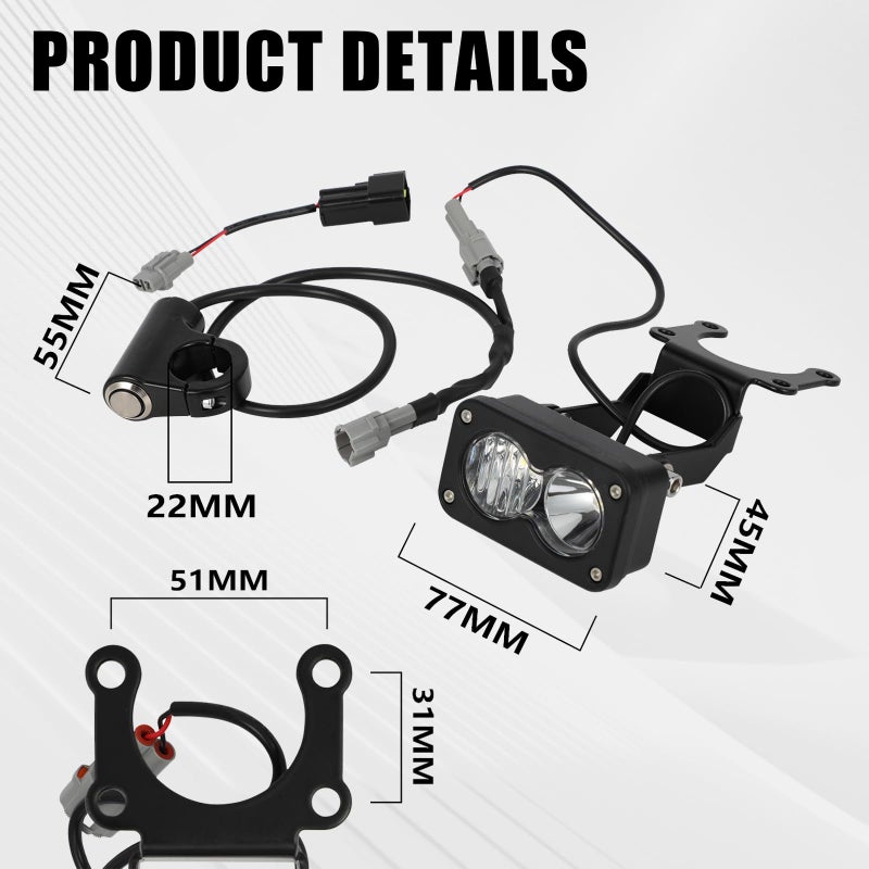 BAOUFF Electric Dirt Bike Headlight with Control Switch,Light Bar Kit for Surron Light Bee X(LBX) and S(LBS)/Talaria Sting R MX4/X260-White Lighting - Image 3