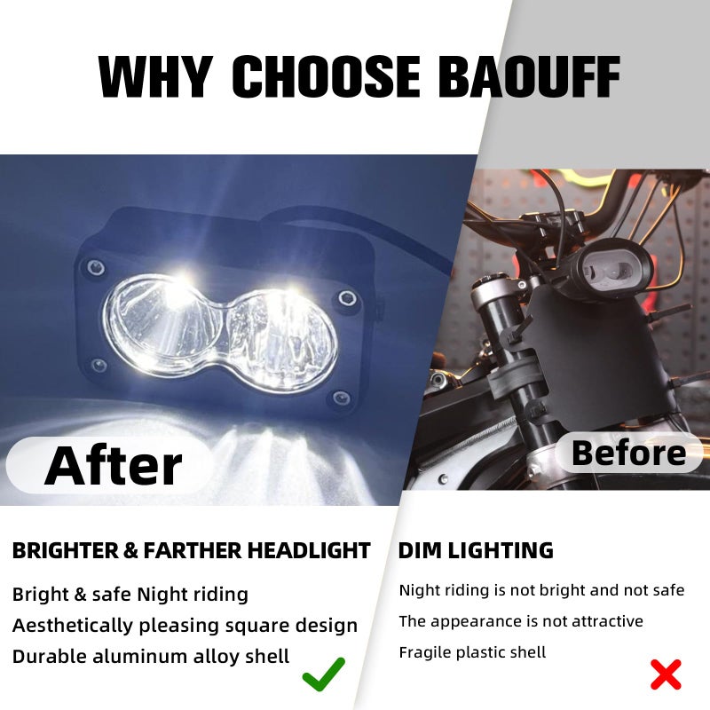 BAOUFF Electric Dirt Bike Headlight with Control Switch,Light Bar Kit for Surron Light Bee X(LBX) and S(LBS)/Talaria Sting R MX4/X260-White Lighting - Image 5