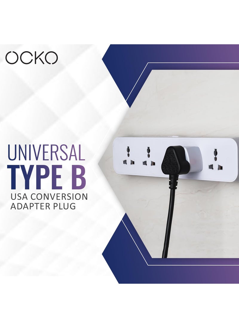 OCKO Ocko Universal Type B USA Conversion Adapter Plug 3 Pin Converter Socket Indian to Universal Adapter USA Canada Brazil to India Suitable for Laptop Camera Charger Pack of 3 White  - Image 2