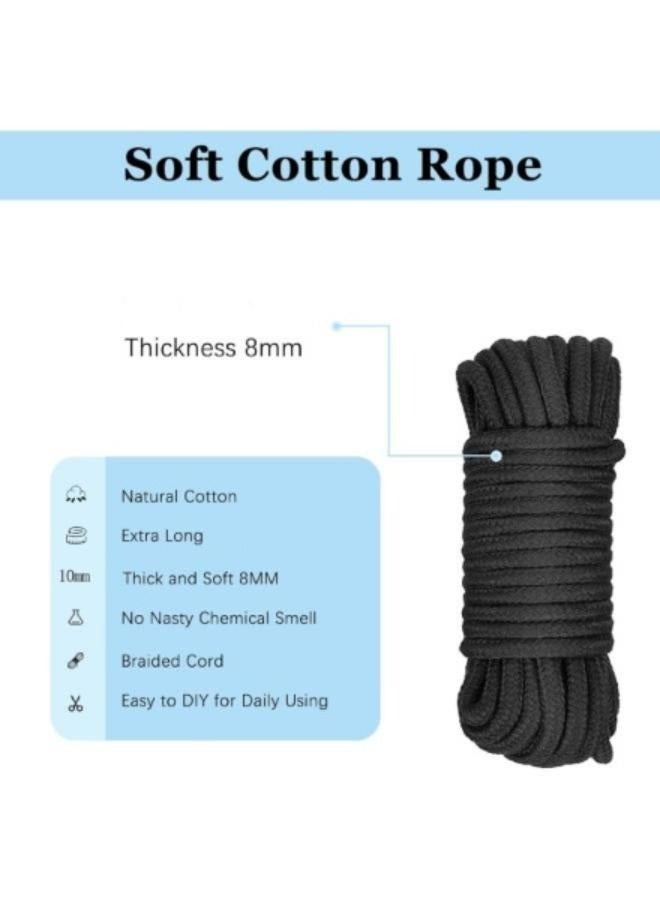 5M Soft Cotton Rope Cord Thick Cotton Cord All Purpose Soft Rope Twisted Cotton Knot Tying Rope for DIY Craft Projects Hanging Bundling Rope  - Image 3