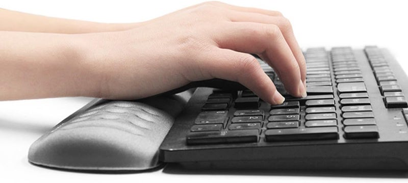 Memory Foam Keyboard Wrist Rest Pad Large Grey Ergonomic Hand Pillow Cushion with Massage Holes for Office and Gaming Computer Use - Image 5