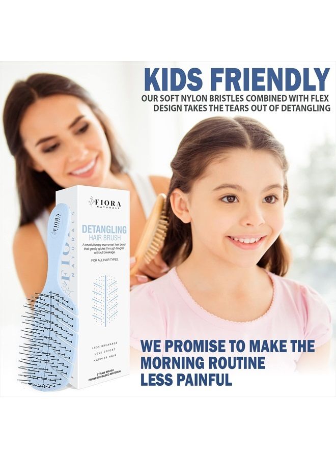 Fiora Naturals فرشاة فك التشابك من فيورا ناتشورالز - فرشاة فك تشابك صديقة للبيئة 100% مع شعيرات فائقة النعومة - انزلق عبر التشابكات بسهولة - مناسبة للشعر المجعد، المستقيم، الطبيعي الأسود، للنساء، الرجال، الأطفال - للشعر الجاف والرطب - Image 3