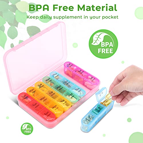 Daviky Daily Pill Box Organizer - 7 Day Pill Box with 3 Compartments, Holds Vitamins and Medication - Image 5