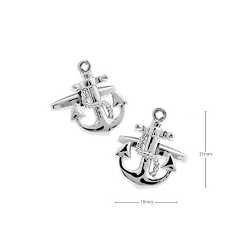 Vcufflinks Anchor Rudder Fishing Navy Sailor Boat Sea Gold Silver Cufflinks (Silver Anchor) - Image 2