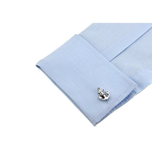 Vcufflinks Anchor Rudder Fishing Navy Sailor Boat Sea Gold Silver Cufflinks (Silver Anchor) - Image 4